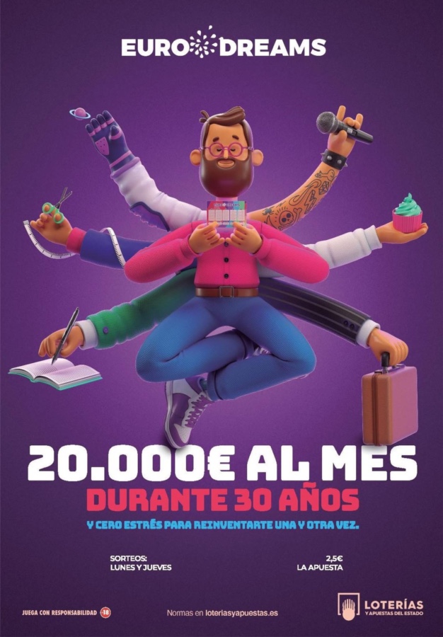 EuroDreams: 20.000 euros al mes durante 30 a&ntilde;os, sorteos lunes y jueves, 2,50 euros la apuesta